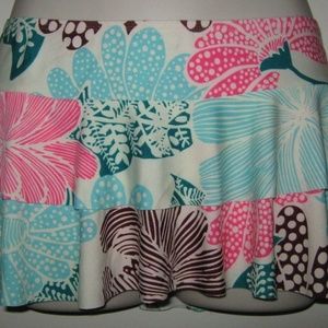 Vintage Floral Short Mini 2-tiered Skirt Cover-Up